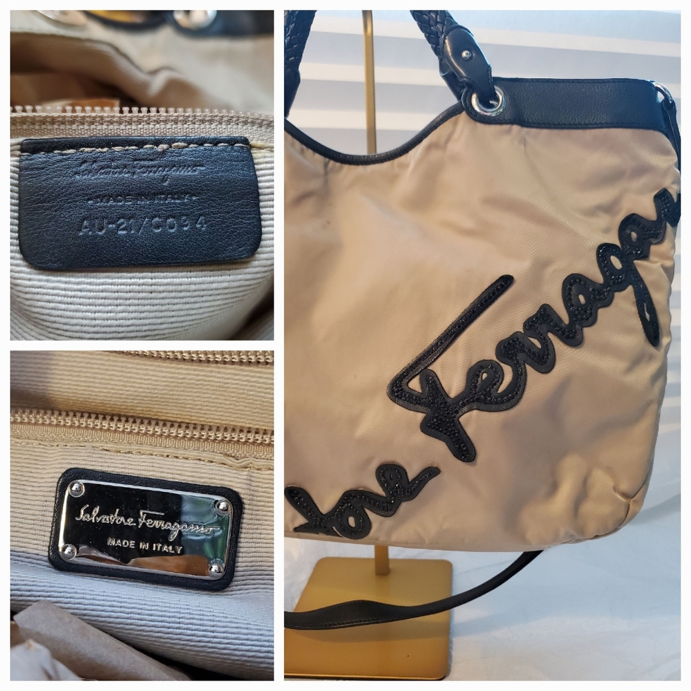 Salvatore Ferragamo Beige Nylon Top Handle Bag - Picture 16 of 16